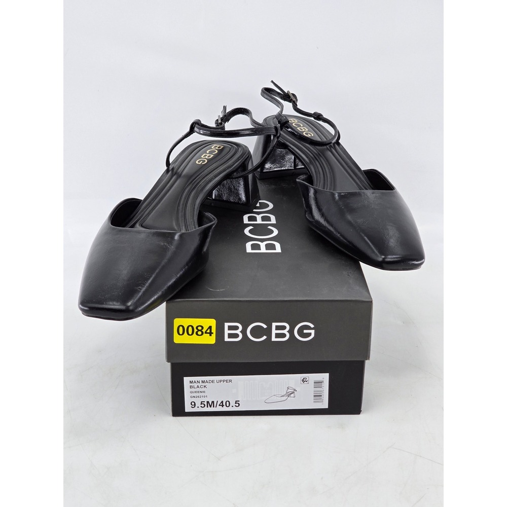BCBG Queenie Slingback Pumps Womens 9.5 Black Block Heel Square Toe - New